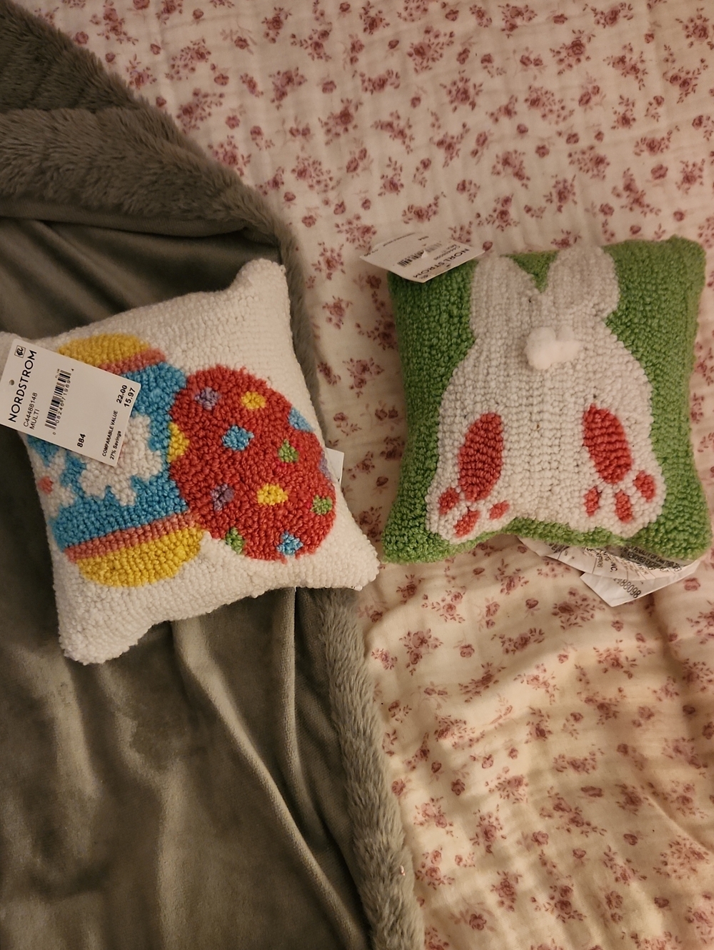Nordstrom Easter Egg and Bunny Accent Pillows in White, Green, Red, Blue, Yellow